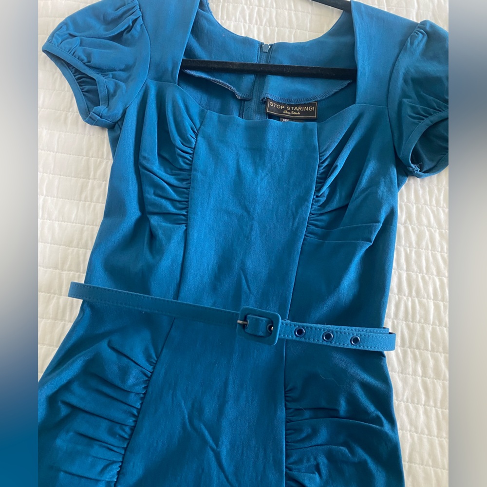Stop Staring Retro Style Teal Pinup Dress - Picture 5 of 5